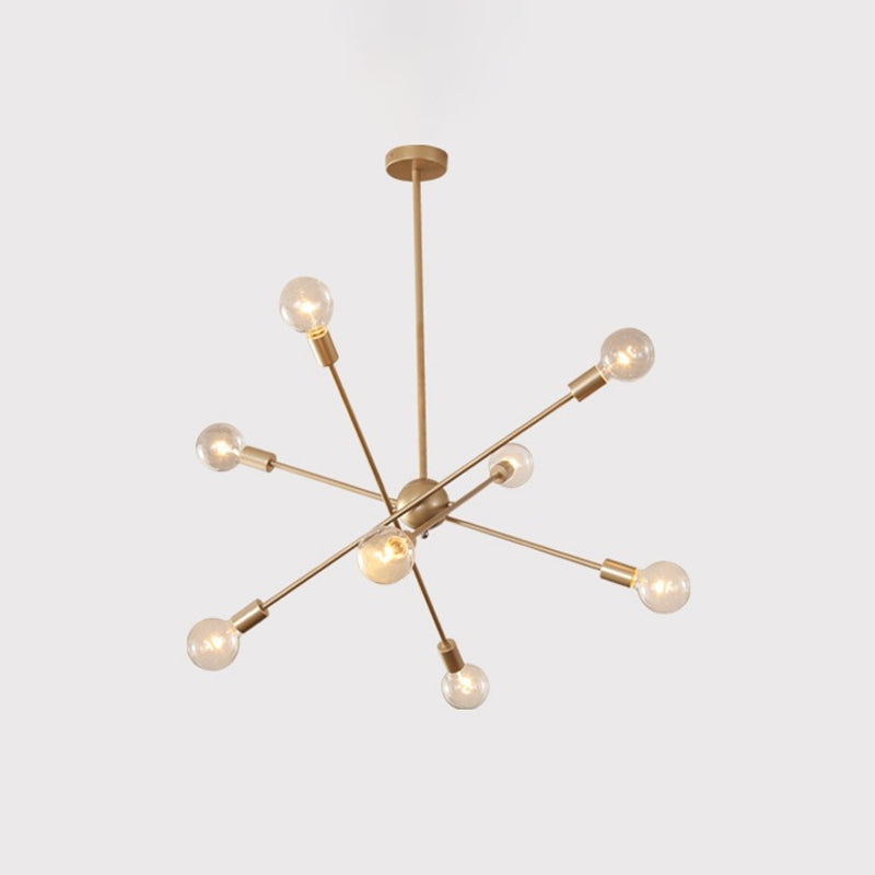 Postmodern Gold Sputnik Chandelier - 6/8 Bulbs Ceiling Light Suspension