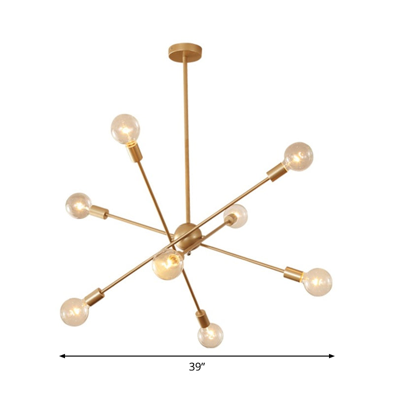 Postmodern Gold Sputnik Chandelier with 6/8 Bulbs – Stylish Metal Ceiling Suspension Lamp