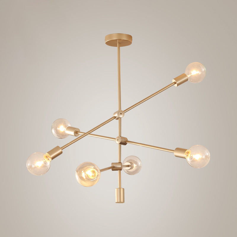 Postmodern Mobile Arm Metal Drop Lamp: 2/3-Tier, Gold, 4/5/7-Light Hanging Chandelier for Table