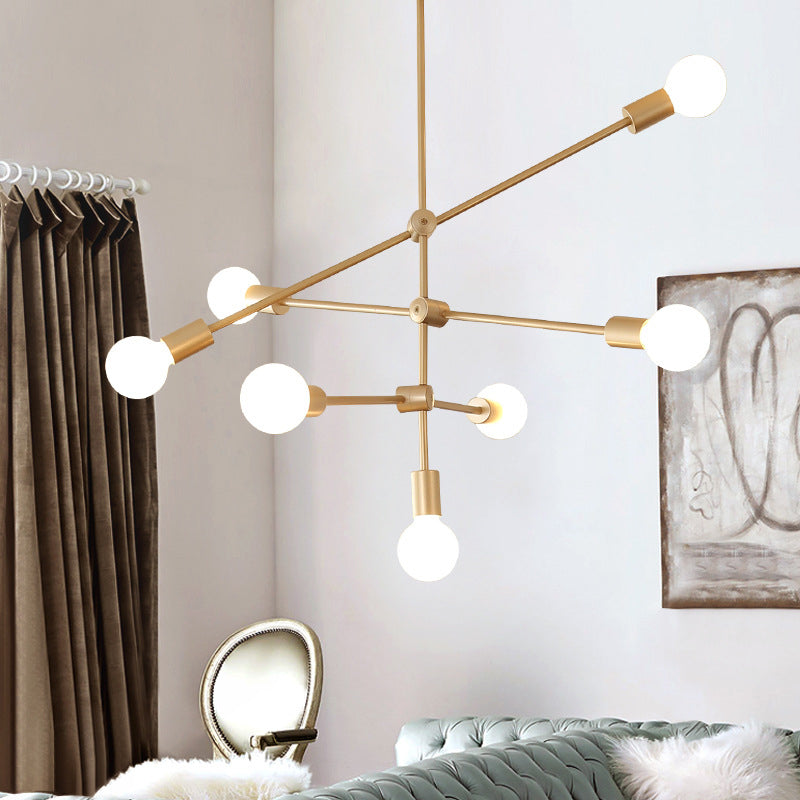 Postmodern Mobile Arm Metal Drop Lamp: 2/3-Tier, Gold, 4/5/7-Light Hanging Chandelier for Table