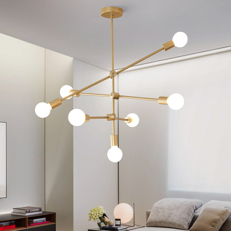 Postmodern Mobile Arm Metal Drop Lamp: 2/3-Tier, Gold, 4/5/7-Light Hanging Chandelier for Table