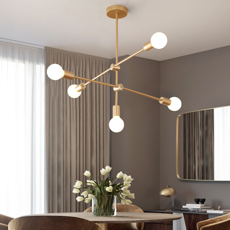 Postmodern Mobile Arm Metal Drop Lamp: 2/3-Tier, Gold, 4/5/7-Light Hanging Chandelier for Table