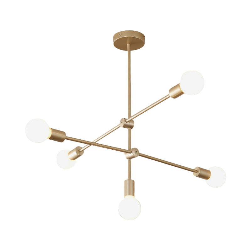 Postmodern Mobile Arm Metal Drop Lamp: 2/3-Tier, Gold, 4/5/7-Light Hanging Chandelier for Table