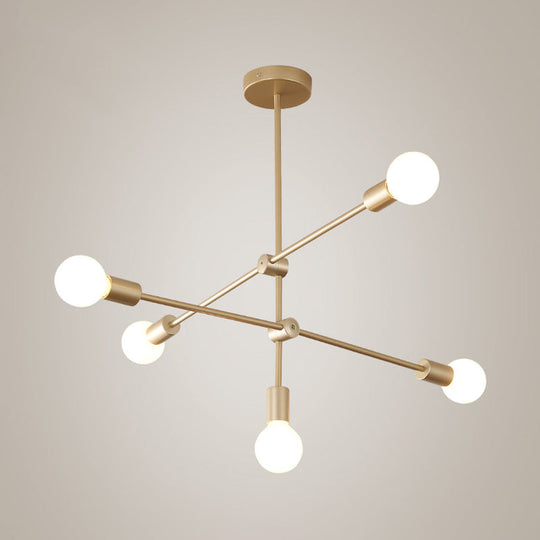 Postmodern Mobile Arm Metal Drop Lamp: 2/3-Tier, Gold, 4/5/7-Light Hanging Chandelier for Table