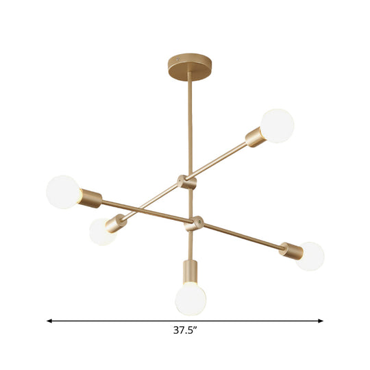 Postmodern Mobile Arm Metal Drop Lamp: 2/3-Tier, Gold, 4/5/7-Light Hanging Chandelier for Table