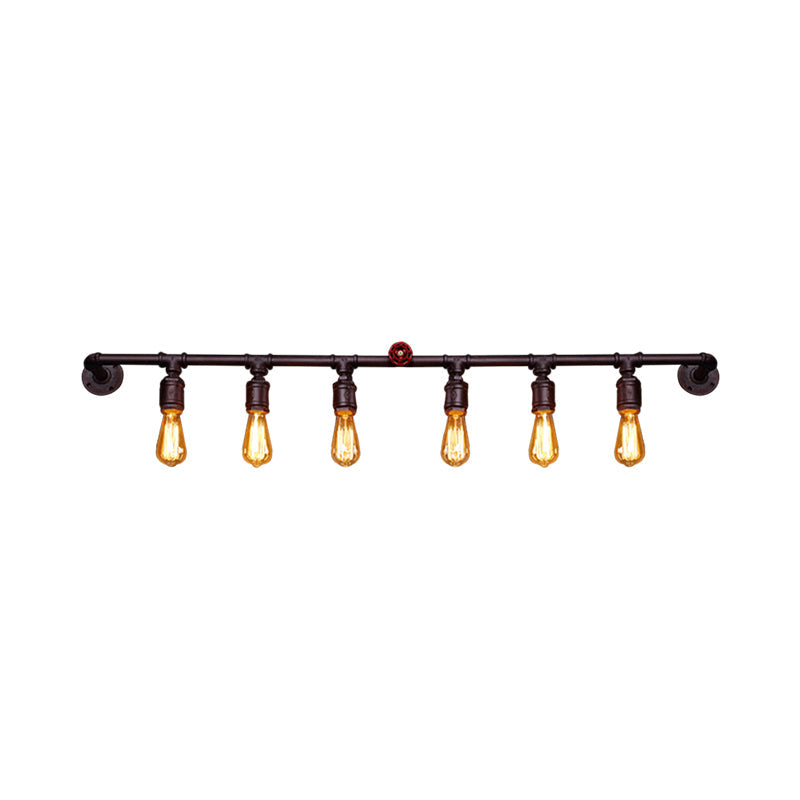 Industrial Black Iron Wall Sconce Light With Straight Pipe Design - Ideal For Living Room 2/4/6