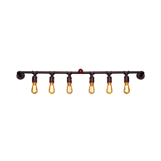 Industrial Black Iron Wall Sconce Light With Straight Pipe Design - Ideal For Living Room 2/4/6