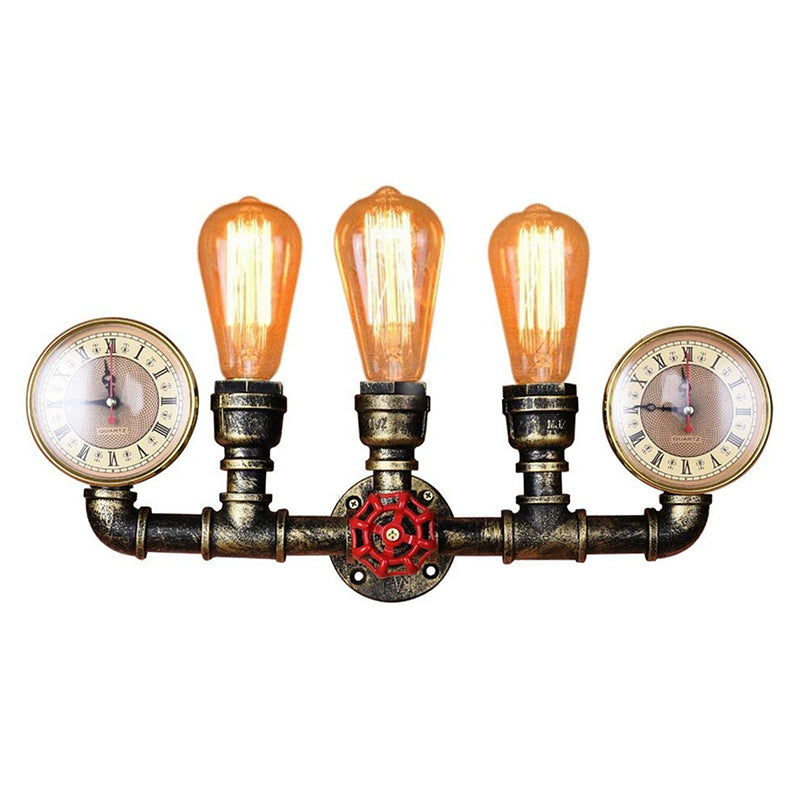 Industrial Wall Mount Light: Bronze Pipe Warehouse Style Iron 3-Light Dining Room Lamp With Pressure