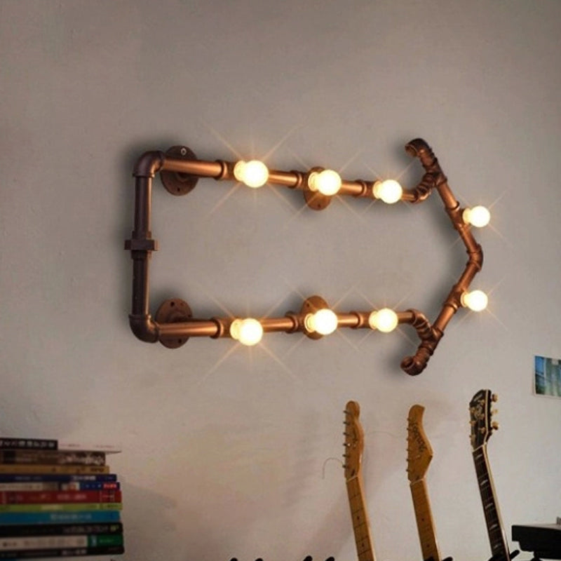 Industrial Iron Wall Sconce With Black/Copper Arrow Design & 8 Lights Living Room Book Rack Light