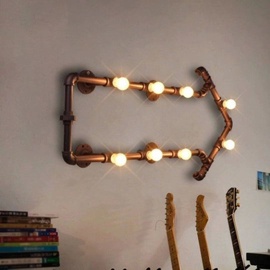 Industrial Iron Wall Sconce With Black/Copper Arrow Design & 8 Lights Living Room Book Rack Light