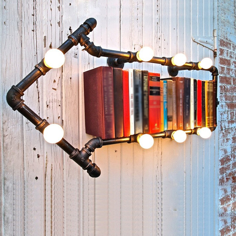 Industrial Arrow-Shaped 8-Light Wall Sconce In Black/Bronze For Restaurants Black