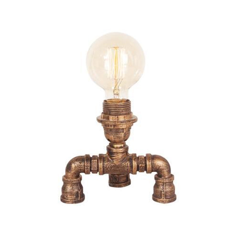 Édith - Bronze Warehouse Style Iron Table Light: Single-Bulb Robot Nightstand