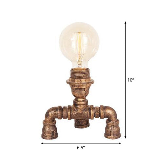 Édith - Bronze Warehouse Style Iron Table Light: Single-Bulb Robot Nightstand