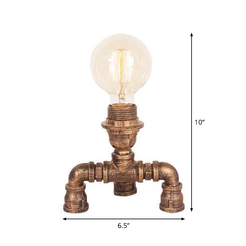 Robot Nightstand Lamp - Bronze Iron Warehouse Style Single-Bulb 3-Leg/4-Leg Options With/Without