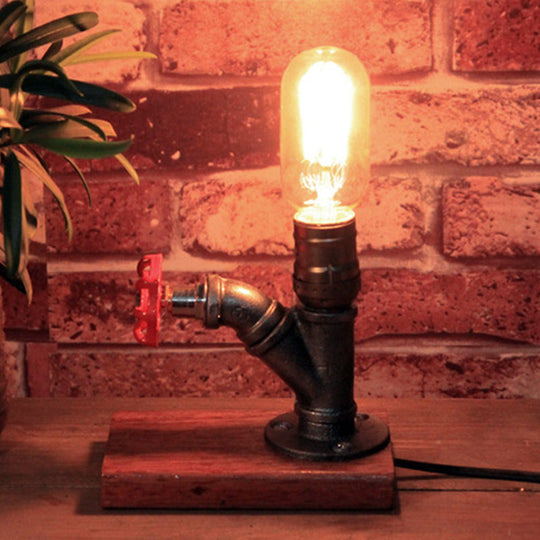 Industrial Silver Finish Faucet-Like Table Night Lamp With Water Valve Deco