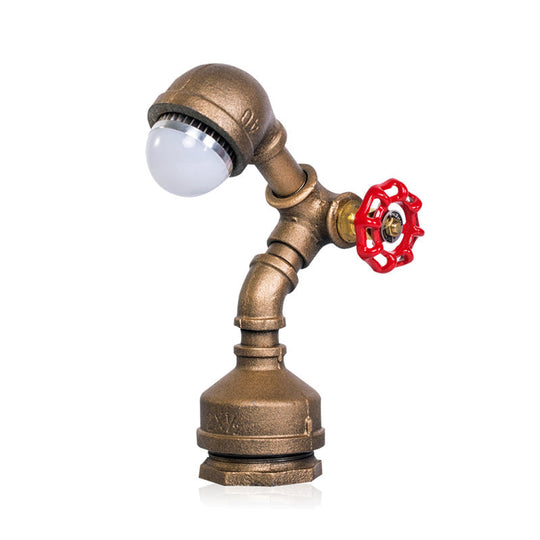 Steampunk Brass Robot-Shaped Metal Night Lamp With Pipe Design And Rotary Switch - Warm/White Light