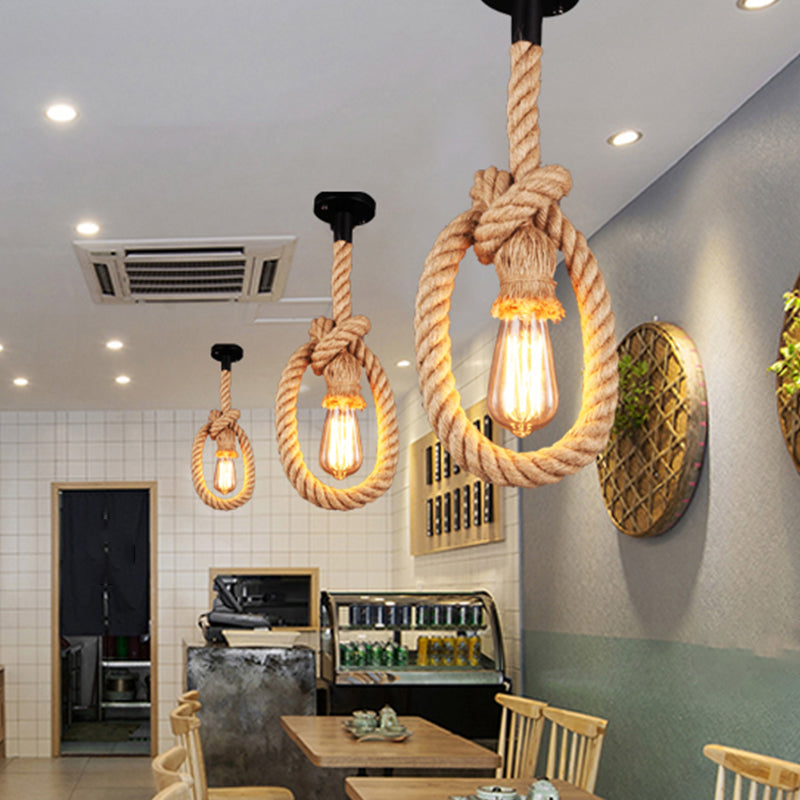 Black Adjustable Hanging Pendant Light With Exposed Bulb And Ring Design - Perfect For Restaurants