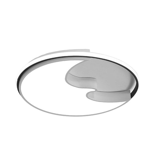 White Study Room Flush Ceiling Light with Simplistic Crescent Acrylic Ceiling Lamp