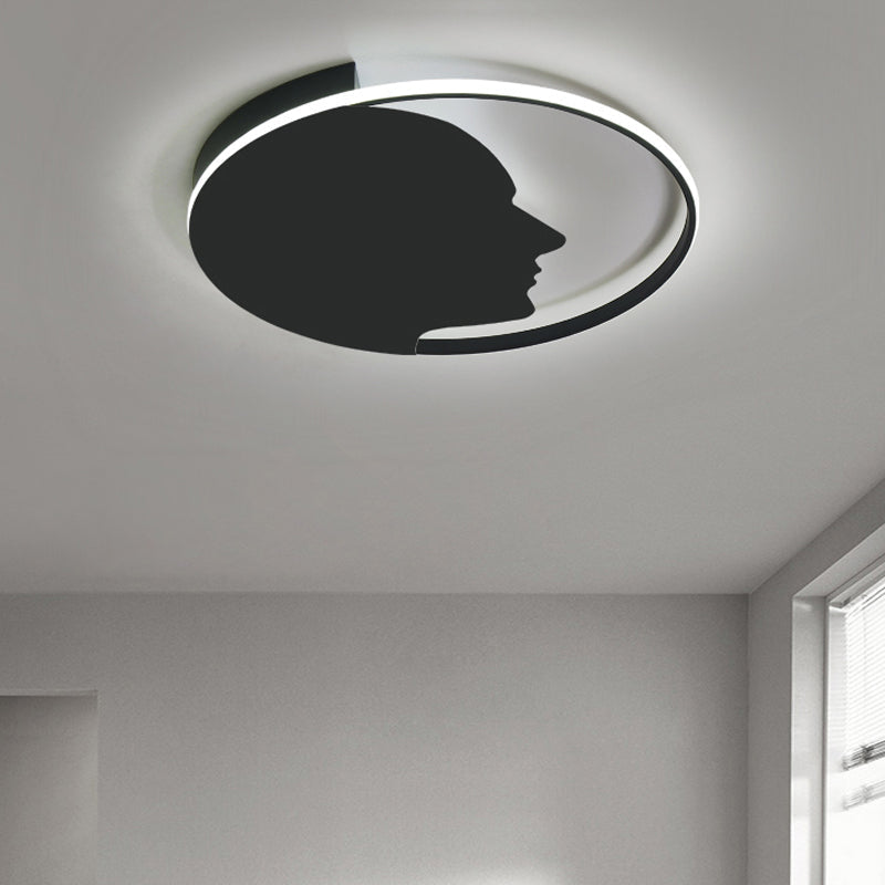 Modern Black LED Flush Mount Lamp for Adult Bedroom - Creative Acrylic Ceiling Light