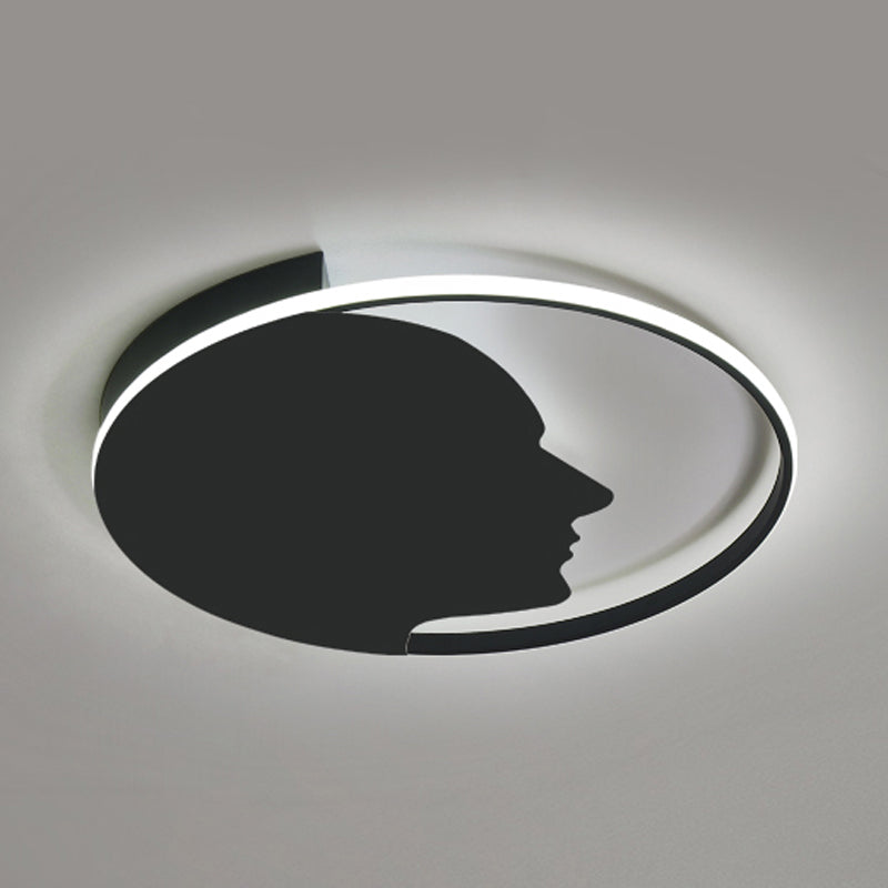 Modern Black LED Flush Mount Lamp for Adult Bedroom - Creative Acrylic Ceiling Light