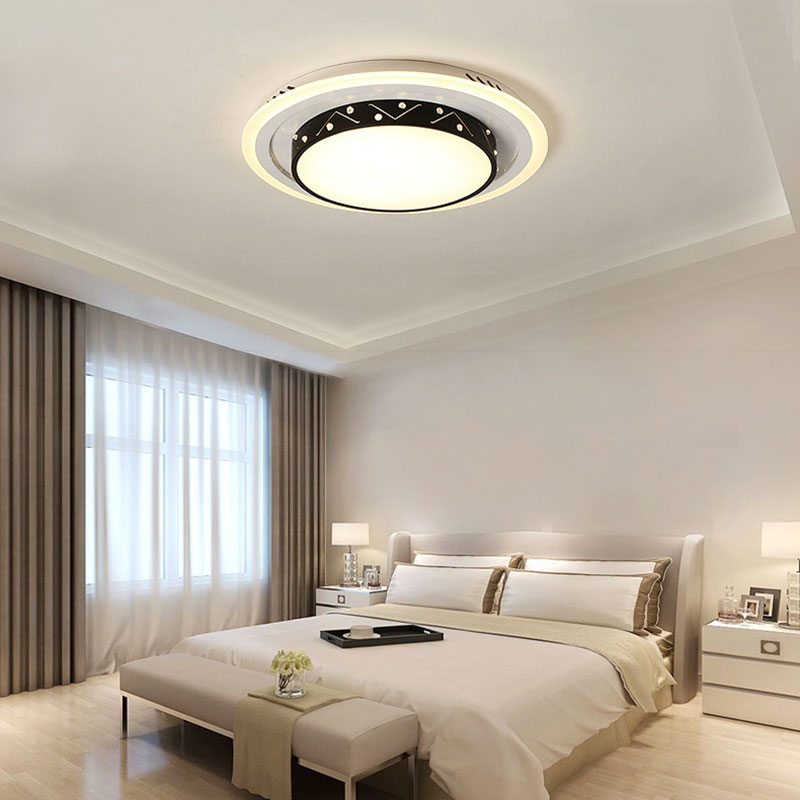 Art Deco Circle Flush Mount Ceiling Light With Acrylic Shade - Ideal For Bedroom