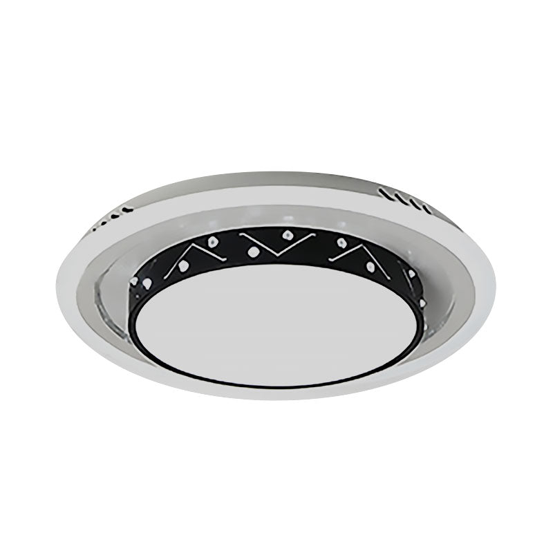 Art Deco Circle Flush Mount Ceiling Light With Acrylic Shade - Ideal For Bedroom