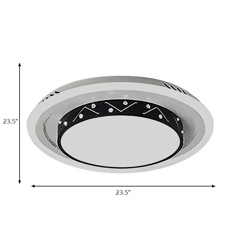 Art Deco Circle Flush Mount Ceiling Light With Acrylic Shade - Ideal For Bedroom