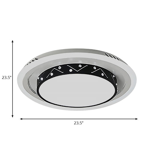 Art Deco Circle Flush Mount Ceiling Light With Acrylic Shade - Ideal For Bedroom