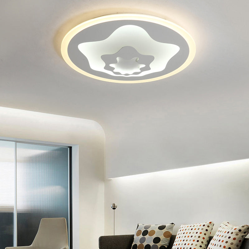 White Acrylic Star Flushmount Light: Cartoon Eye-Caring LED Ceiling Lamp for Girls Bedroom