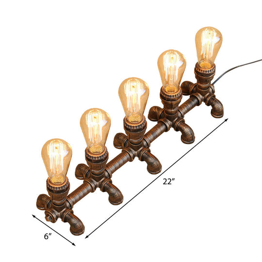 Industrial Metal Open Bulb Standing Table Light - Bronze Finish 2/3 Lights Coffee Shop Lighting With