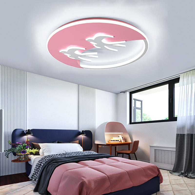 Energy-Saving LED Bird Flush Mount Light for Kids' Bedrooms - Animal Inspired Ceiling Lamp