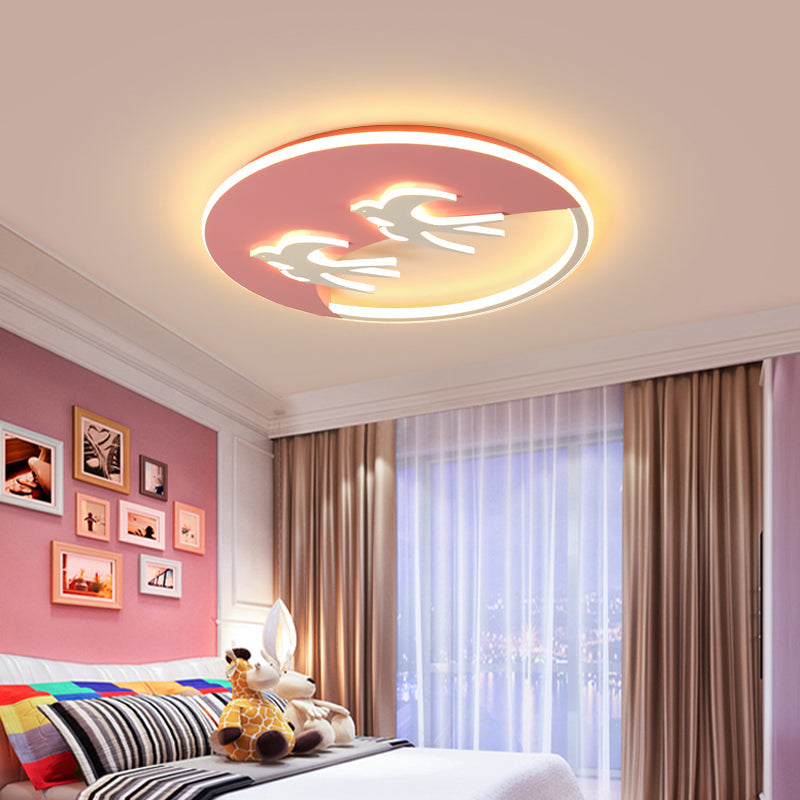 Energy-Saving LED Bird Flush Mount Light for Kids' Bedrooms - Animal Inspired Ceiling Lamp