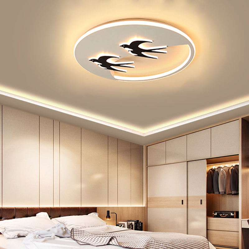 Energy-Saving LED Bird Flush Mount Light for Kids' Bedrooms - Animal Inspired Ceiling Lamp