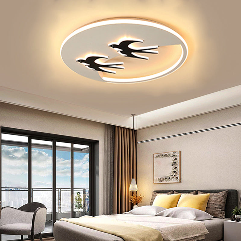 Energy-Saving LED Bird Flush Mount Light for Kids' Bedrooms - Animal Inspired Ceiling Lamp