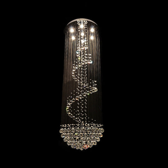 Sleek Spiral Crystal Ceiling Lamp - 7 Lights Flush Mount Fixture For Living Room Modernist Design