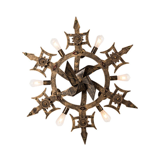 Brass Wall Mounted Windmill Lamp - 6 Heads Sconce For Dining Room