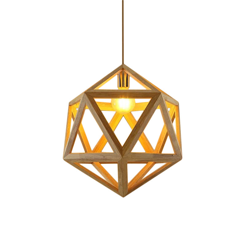 Modern Orb Bamboo Pendant Light - 1-Light Beige Suspended Fixture for Dining Table