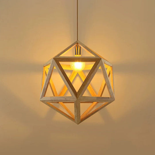 Bamboo Globe Pendant Light - Modern 1-Light Beige Fixture For Dining Table