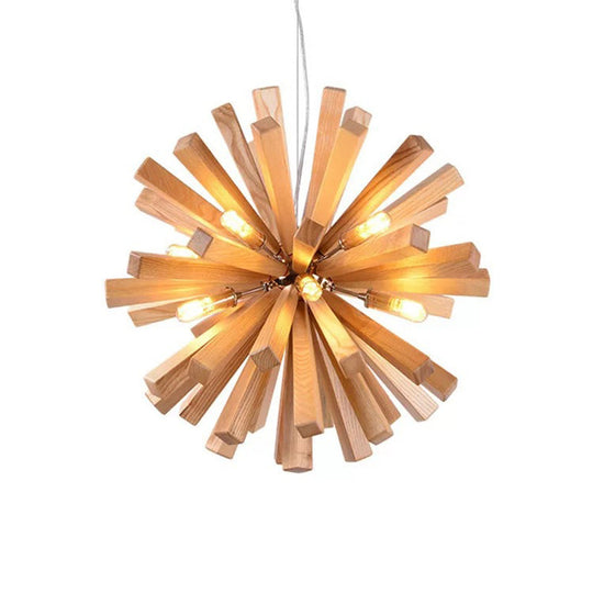 Modern Orb Bamboo Pendant Light - 1-Light Beige Suspended Fixture for Dining Table