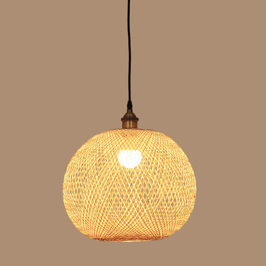 12/14/21.5 Asian Beige Dining Room Pendant Lamp With Bamboo Shade