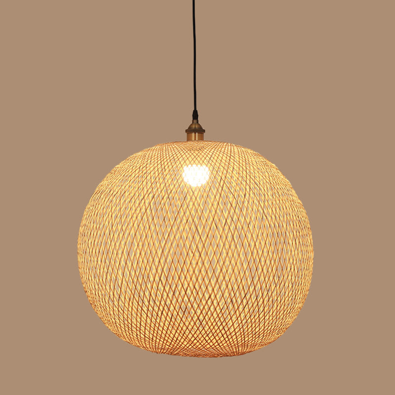 12/14/21.5 Asian Beige Dining Room Pendant Lamp With Bamboo Shade