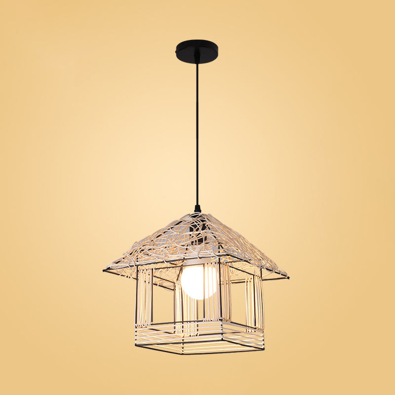 Modernist Rattan Pendant Light - 1-Light Beige Hanging Lamp for Table - Ruffled Hat/Spiral Design