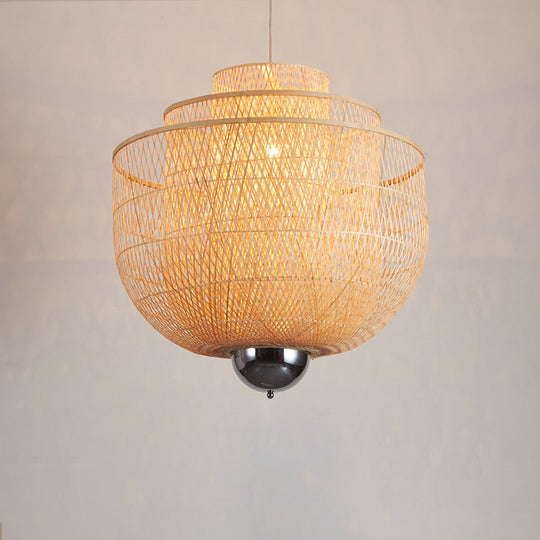 Modern Bamboo Pendant Lamp with Inverted 3-Layers and 1 Light - Perfect for Restaurants (18"/23.5"/31.5")