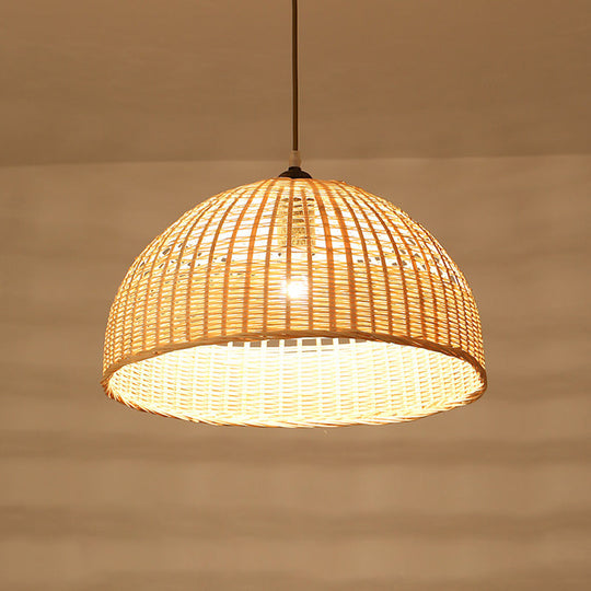 Asian Style Beige Diamond Pendant Bamboo Hanging Light for Tearoom with 1 Bulb