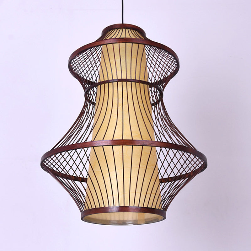 Bamboo Urn Pendant Light Kit in Asian Brown with 1 Bulb - Available in 3 Sizes