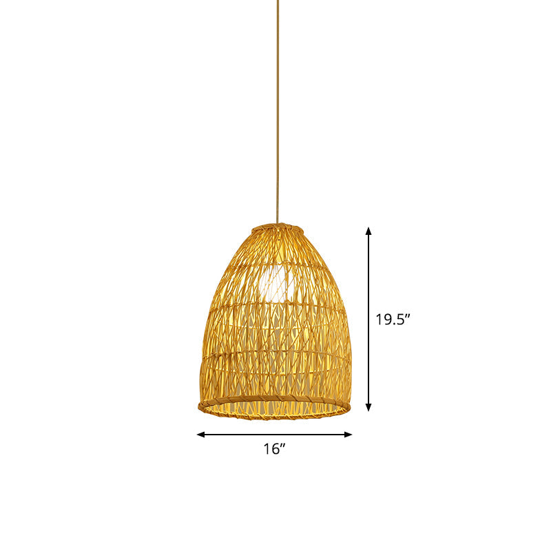 Asia Bell Shade Pendant Lighting Fixture - Bamboo 16/19.5/23.5 Wide Beige