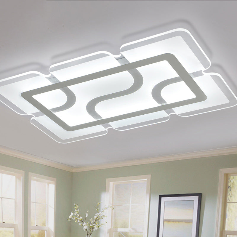 16.5 / 35.5 47 Modern Led Flush Light Fixture - White Square/Rectangle Ultra-Thin Close To Ceiling