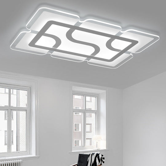 16.5 / 35.5 47 Modern Led Flush Light Fixture - White Square/Rectangle Ultra-Thin Close To Ceiling