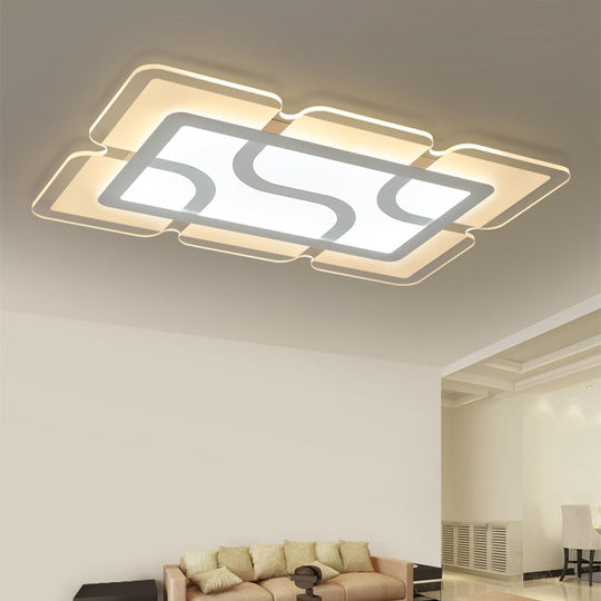 16.5 / 35.5 47 Modern Led Flush Light Fixture - White Square/Rectangle Ultra-Thin Close To Ceiling