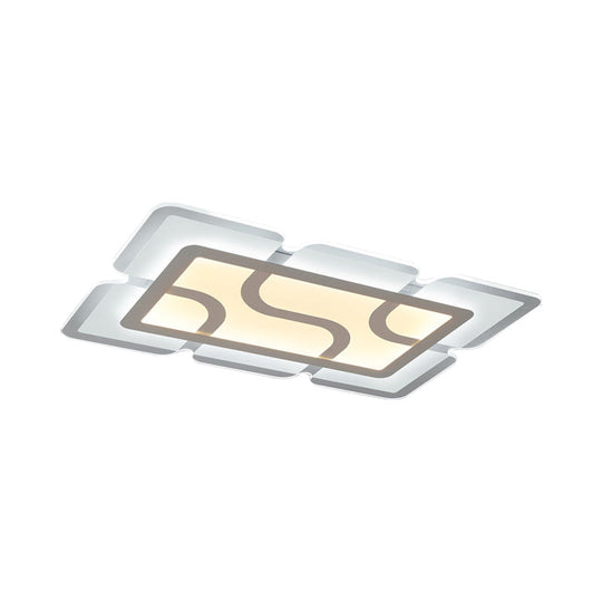 16.5" / 35.5" / 47" Modern LED Flush Light Fixture - White Square/Rectangle - Ultra-thin Close to Ceiling Light with Acrylic Shade